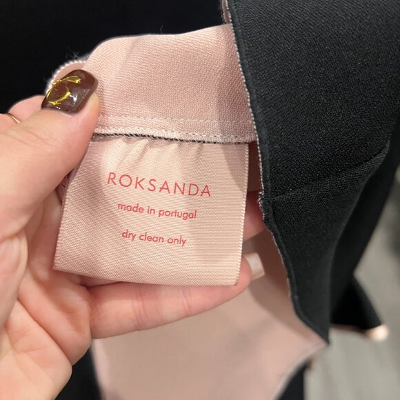 $890 Roksanda Black Pink Kemi Bow Sleeve Peplum Blouse Top size 16 - Picture 7 of 8